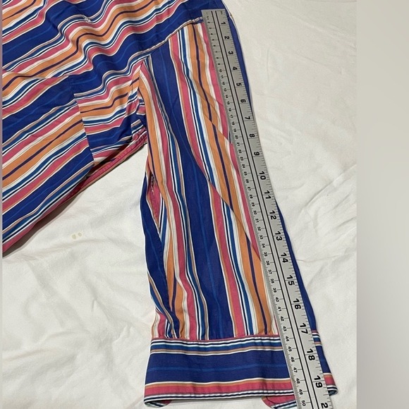 Lauren Ralph Lauren Multi Colored Striped 3/4 Sleeve Button Down 1X Preppy Work - Picture 8 of 13
